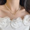 Glass Pearl Bow-shaped Pearl Necklace - A Light and Luxurious, Niche and High-end Collar Chain with A Neck Chain Design.