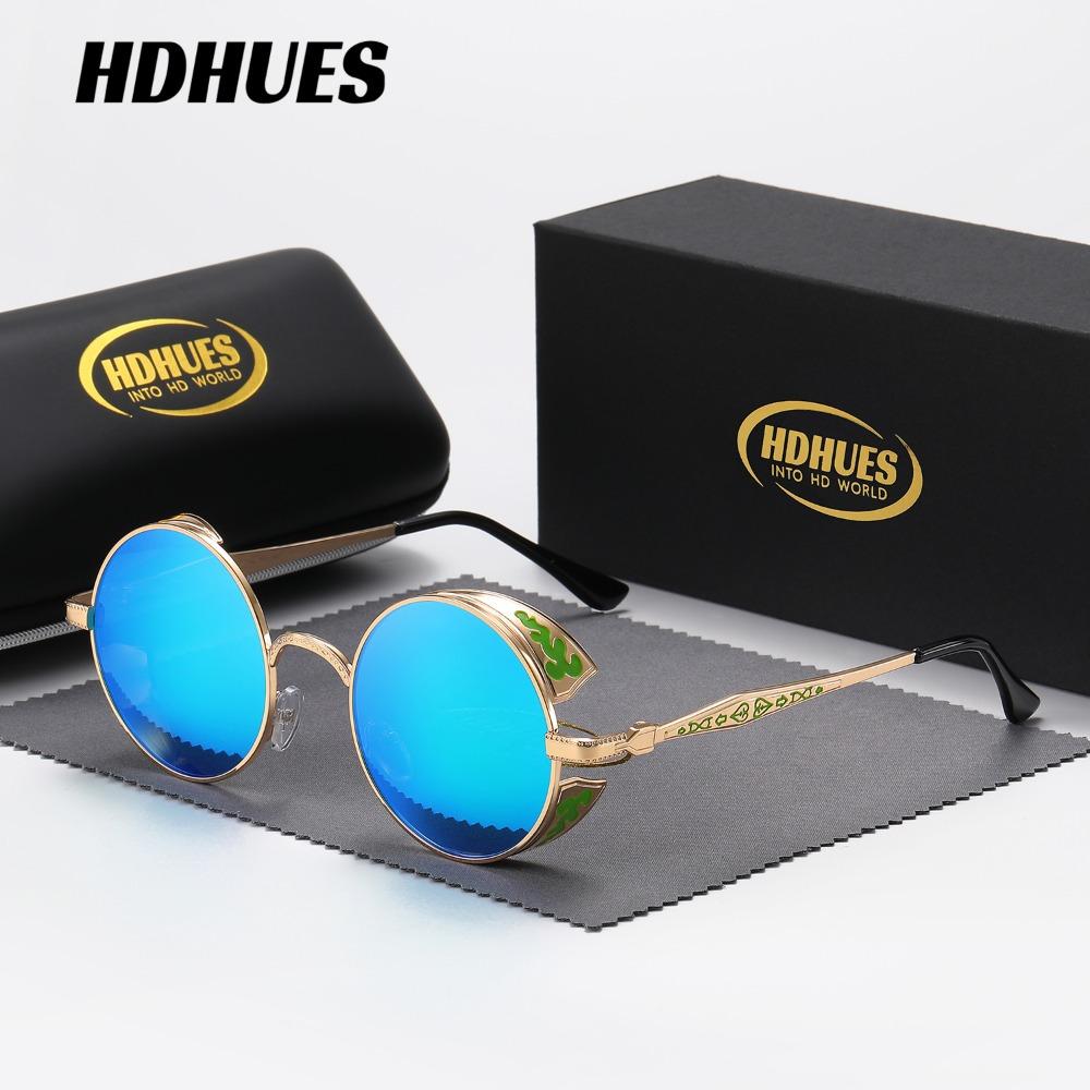 

HdHues Унисекс, круглые солнцезащитные очки в большой оправе в стиле панк для спорта и отдыха на открытом воздухе, поляризованные солнцезащитные очки, UV400 синий/золотой