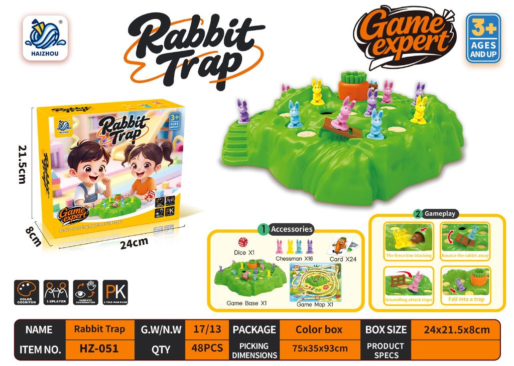 Children'S Fun Plaything Rabbit Trap Upgraded Board Game Card Parent Child Interactive Gathering Creative Table Game