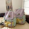Women's Large Capacity Backpack Color Block Backpack Junior Senior High School Student Schoolbag