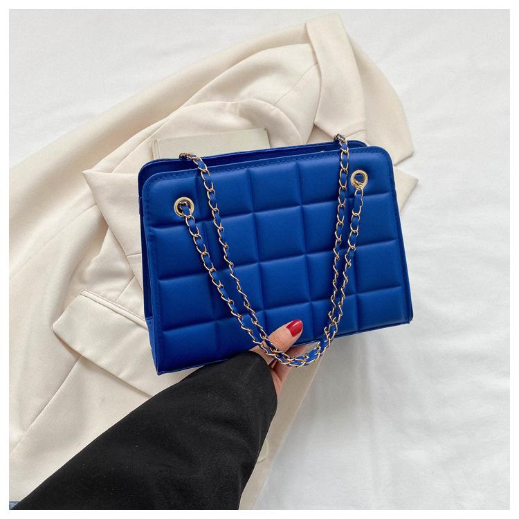 

Клетчатая сумка-трансформер в стиле ретро с повседневным рисунком цвета конфет, осенняя, с косой цепочкой, маленькая квадратная сумка через плечо синий