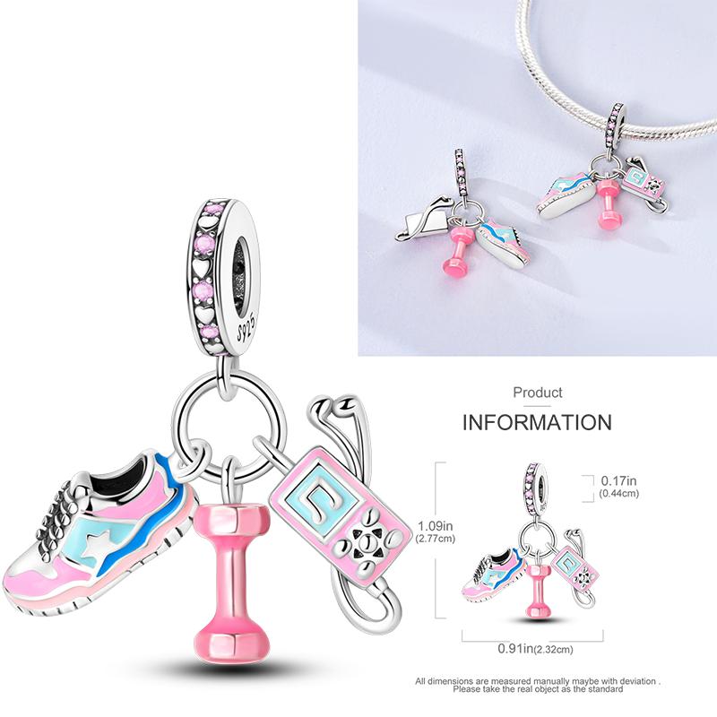 New Copper Charms Beads Pink Series Perfume Cake Princess Skirt Pendant Fit Original Bracelet Diy Jewelry Gifts