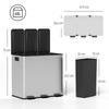 3 X 15L Pedal Bin, Steel Triple Kitchen Bin with Soft Close Lid, Removable Inner Buckets, Fingerprint-Proof, Silver Tone