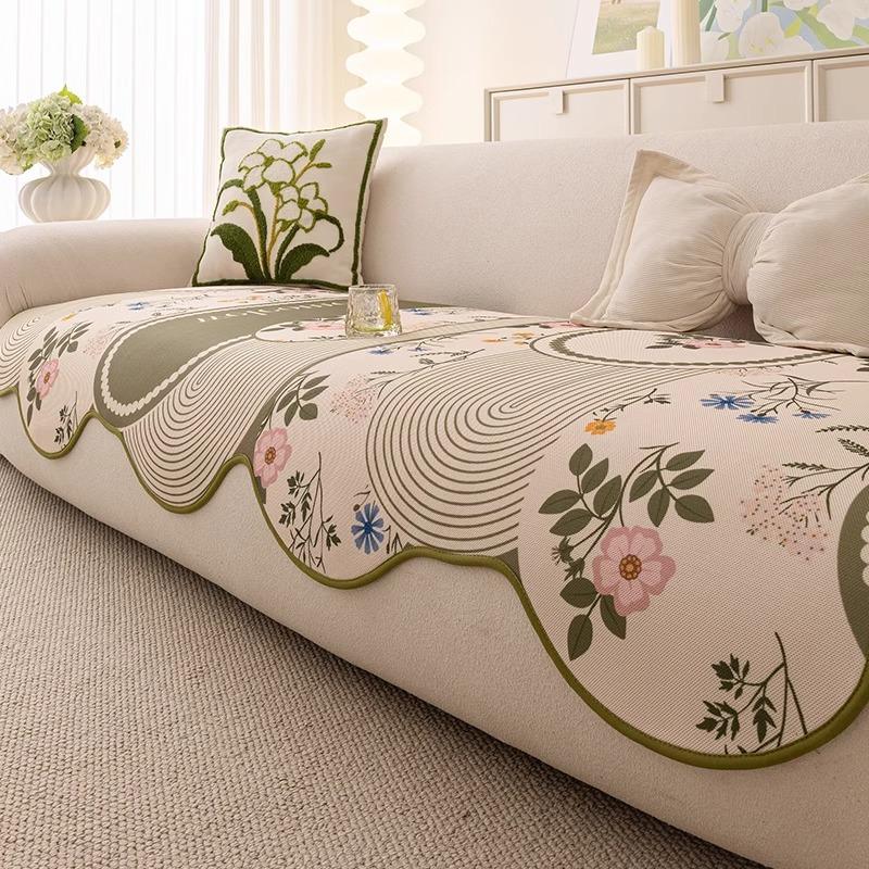 

2025 новый летний пасторальный диванный чехол из ледяного шелка, летний коврик, нескользящий и прохладный, в стиле инс, накидка, ткань для накидки, полотенце 90*210cm