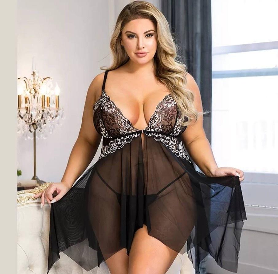 

1 шт Женская мода Шарм Сексуальный кружевной пижама Сексуальный слинг Платье Вышитый Спинка Глубокий V Шея Асимметричное Ночное платье Большой размер Пижама (С-6XL)