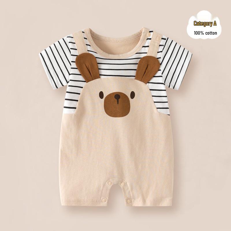 Voyex Zomer Rompertje met Korte Mouwen van Puur Katoen voor Baby's - Kinder Cartoon Kruip Bodysuit 73 cm