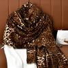 Fashion New Human Cotton Splicing Leopard Print Satin Long Scarf Spring and Autumn Thin Scarf Versatile Silk Scarf Shawl