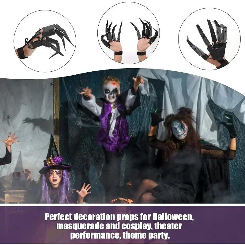 Halloween Articulated Fingers Fake Fingers Scary Skeleton Hand Cosplay Finger Glove Realistic Horror Ghost Claw Prop Party Decor
