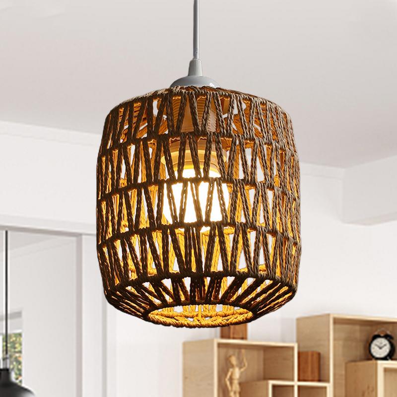 Lamp Shade Cover Light Woven Pendant Chandelier Rattan Ceiling Lampshade Shades Cage Weaving Rustic Replacement Farmhousewicker