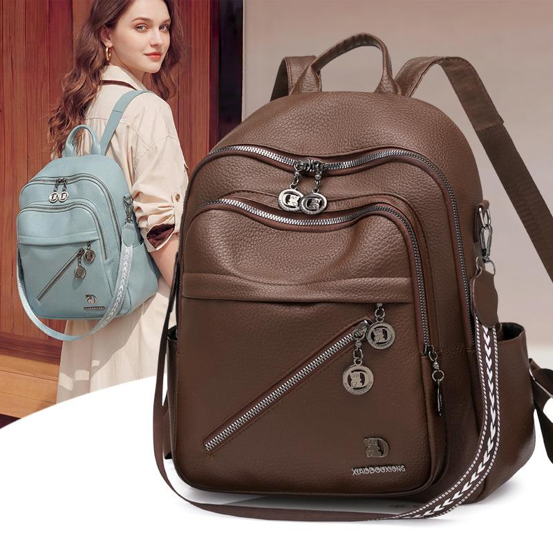 Schoolbag: New women's backpack, for work and travel, large capacity, versatile and practical soft leather backpack