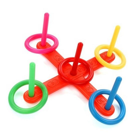Hoop Ring Toss Plastic Quoits Garden Game Pool Toy Outdoor Family Kids Fun Set