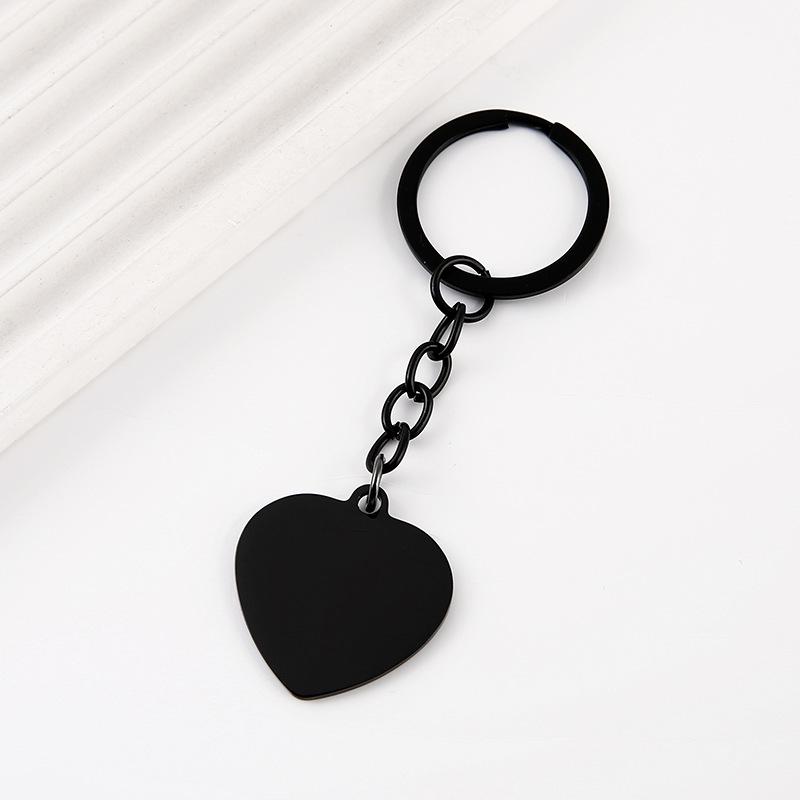 Heart-Shaped Stainless Steel Metal Keychain with Laser Engraving
