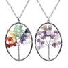 New Hand-Wound Oval Tree of Life Necklace with Crushed Stone Crystal Pendant