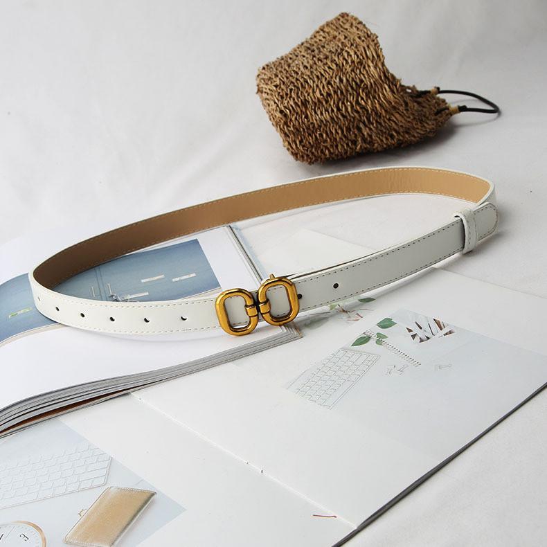 

Vintage Gold Double Circle Buckle Thin Faux Leather Belt Women s Ins Style Versatile Matching Dress Suit Jeans Belt