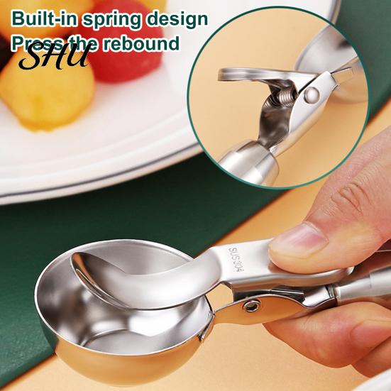 Fruit Scoop Comfortable Handle Ice Cream with Ball Fetching Device Hanging Digger Hole Multi-functional Stainless Steel Cookie Dough Spoon Dessert