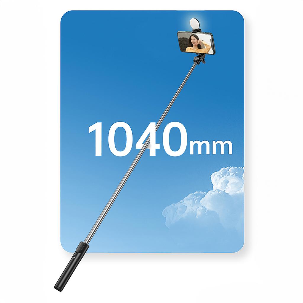 Telescopic Selfie Stick & Tripod with LED Ring Light and Phone Holder - Black, Model WH1YXS