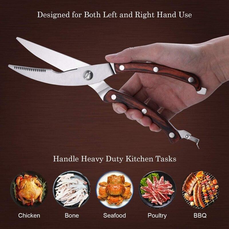 Stainless Steel Chicken Bone Scissors Sharp Kitchen Scissors with Safety Lock Kitchen Accessories