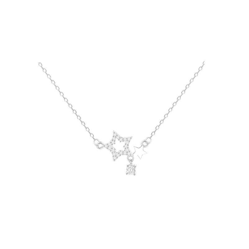 Star Accompanied Necklace Women'S Niche Premium Sense Hollow Pendant Clavicle Chain Simple Temperament Versatile Jewelry Quality