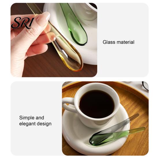 Durable Glass Spoon Handmade Colored for Coffee Milk Ergonomic Handle Stirring Bar Versatile Cooking Heat-Resistant Dishwasher Safe Artistic