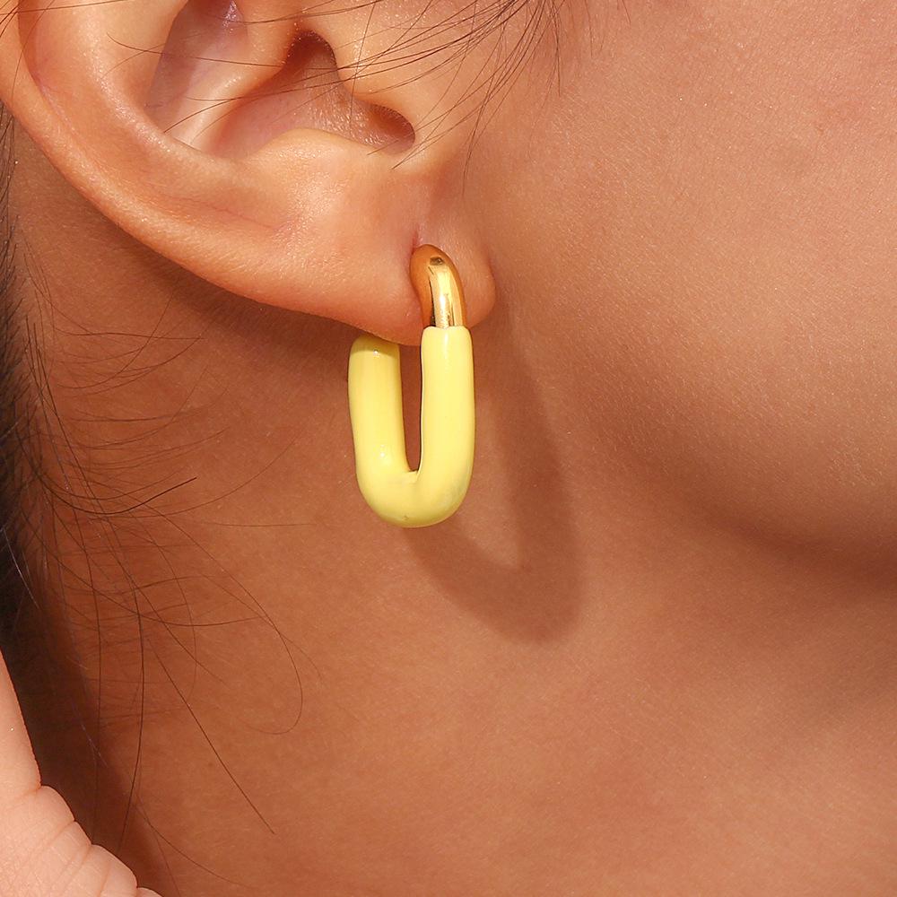 Trendy Y2K U-Shaped 18K Gold Plated Stainless Steel Earrings for Women