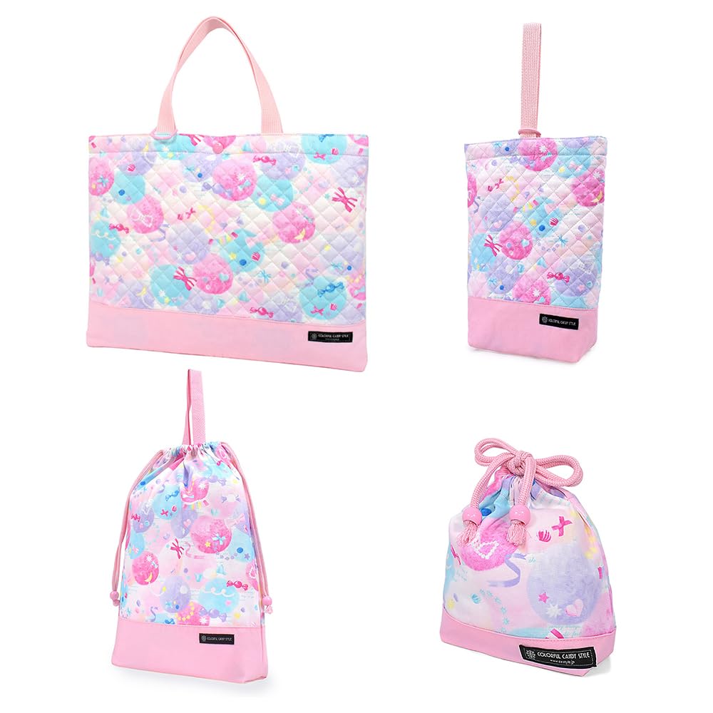 COLORFUL CANDY STYLE Quilted Entrance Set and Cute Candy Pop Perfect for Preparing for Includes a Lesson Shoe Gym Clothes and Cup Bag NW400700 4-Piece