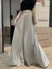 Pearlescent Satin High Waist 1m A-line Pleated Umbrella Skirt