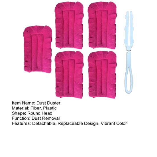 5Pcs Dust Duster Microfiber Cloth Reusable Duster Electrostatic Cleaning Pads Detachable Replaceable Heads Household Cleaning Accessory