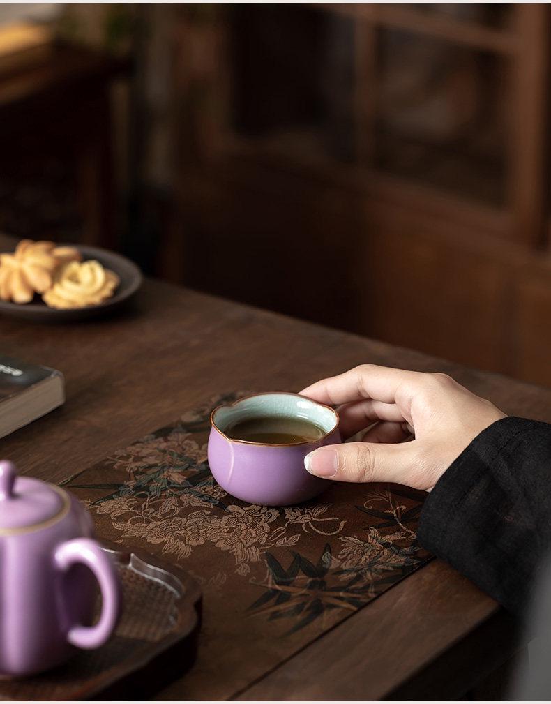 2026 Ice Crack Purple Ru Kiln Ceramic Tea Tasting Cup