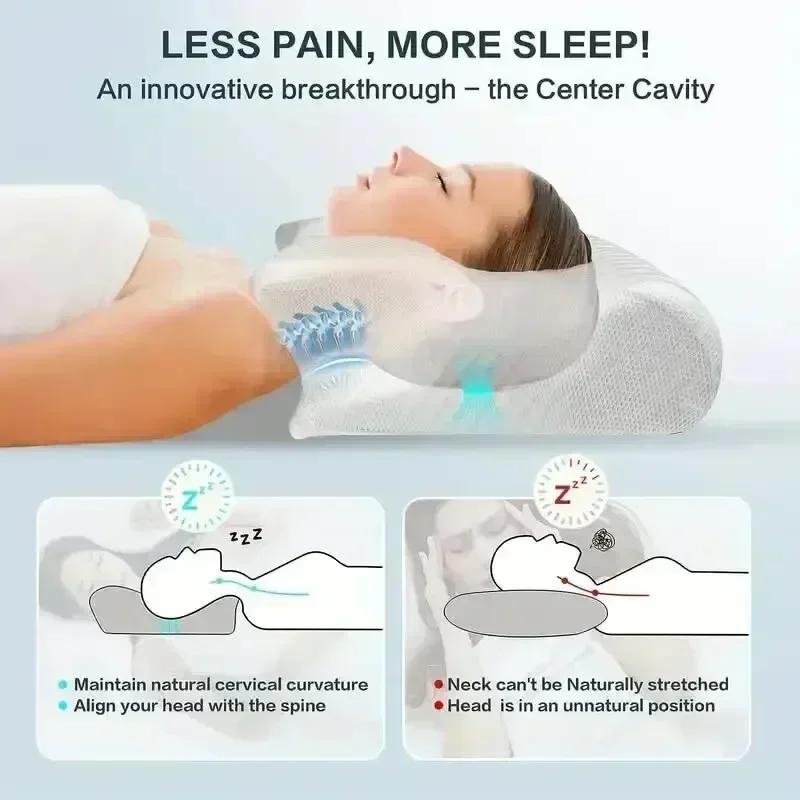 Sleep Memory Neck Pillow Butterfly Slow Rebound Comfortable Memory Foam Sleep Pillow Cervical Orthopedic Neck Massager Pillow