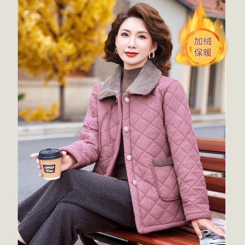

Fleece winter thickened cotton-padded clothes, new coats, autumn and winter short warm cotton-padded jackets, cotton-padded clothes for women 5XL [Recommended 150-80 kg]