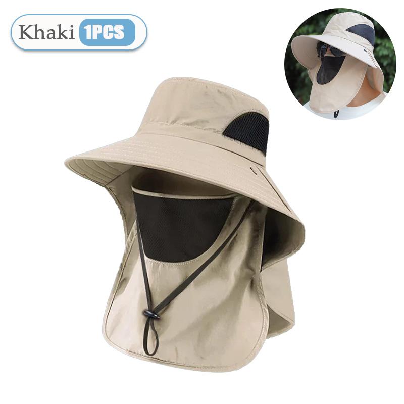 1-10PCS Sun Protection Hat with Face Veil Neck Flap Mosquito Proof Fishing Cap Outdoor UV Wide Brim Fisherman