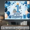 First Birthday Party Banner, Balloons Stars Cake Backdrop Wall Decor for Home