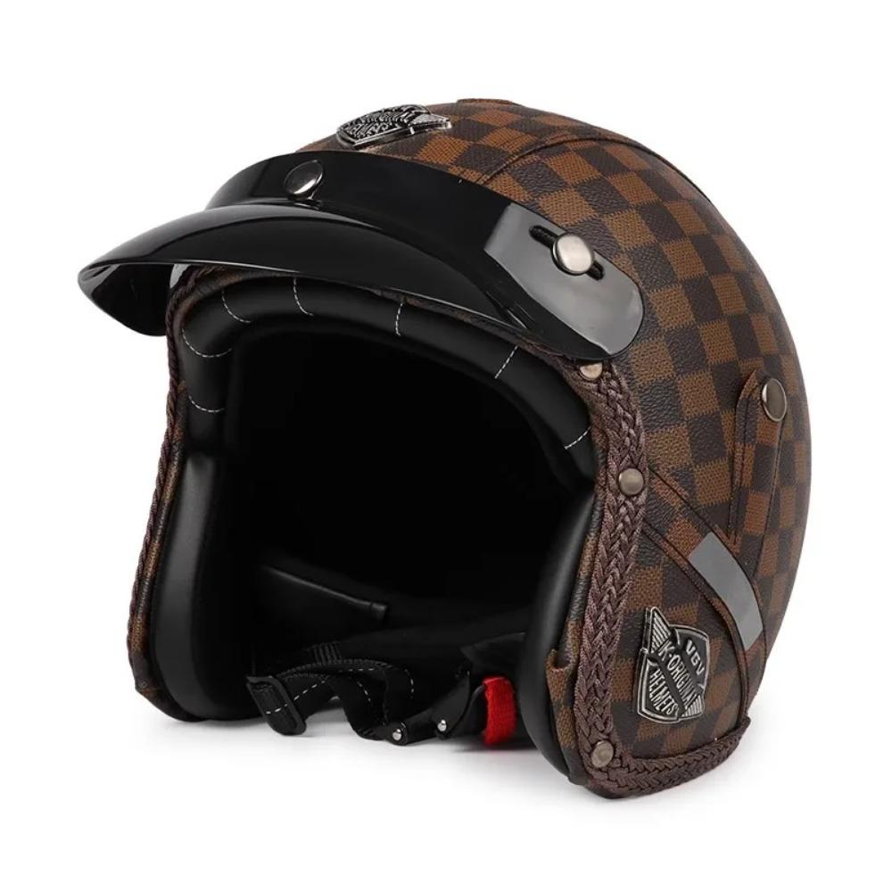 Vintage Semi Open Motorcycle Helmet Motocross Motorcycle Accessories 3/4 Motorcycle Helmet Open Face Men Women Cycling Goggles