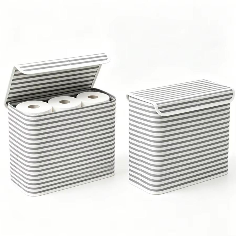 With Lid Toilet Paper Holder Stripe Printed Bathroom Tissue Box Laundry Basket Bathroom