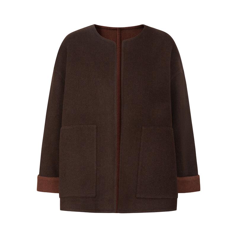 JUZHI ANNACO Women's Melard Color-Block Wool Double-Faced Coat