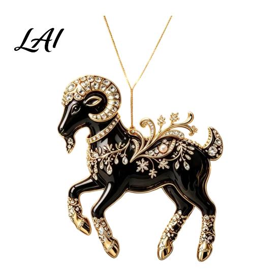 Seasonal Ornaments for Shopping Malls Black Goat Christmas Tree Hanging Ornament 2D Acrylic Festive Lightweight Holidays Pendant Decorative