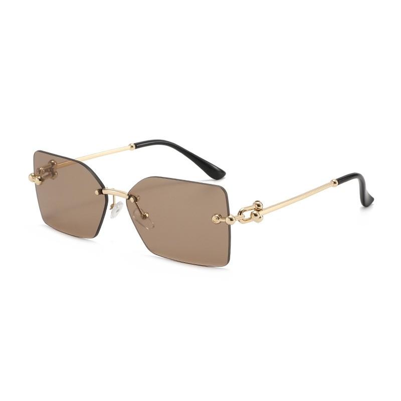 Trendy Square Frameless Sunglasses For Women With Uv400 Protection For Outdoor Activities