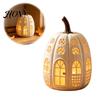Autumn Pumpkin Decor Lighted Cottage Ornament, Flickering Tabletop Lamp, Light-Up Retro Resin House Farmhouse Fall Centerpiece for Indoor Harvest