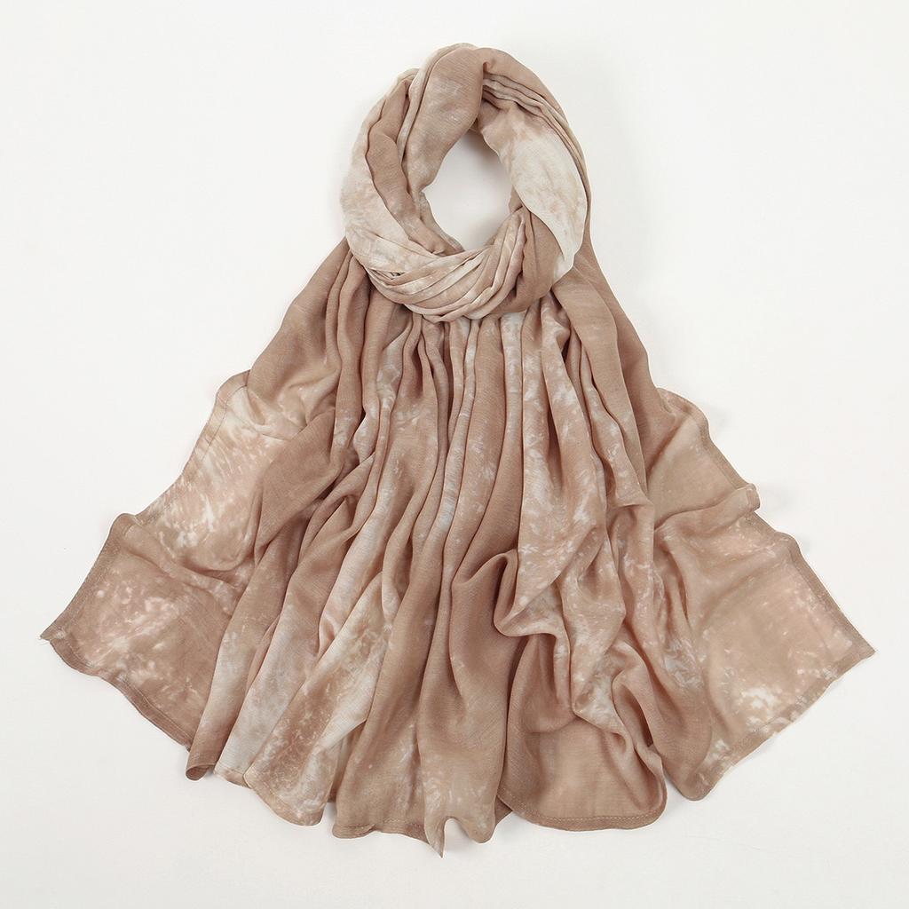 Women'S Vintage Gradient Ombre Shawl Cotton Rayon Blend Breathable Windproof Sun-Proof Yarn-Dyed Fashion Muslim Hijab Scarf