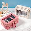 Beauty case trasparente da donna da viaggio d'affari impermeabile portaoggetti grande capacità portatile PU