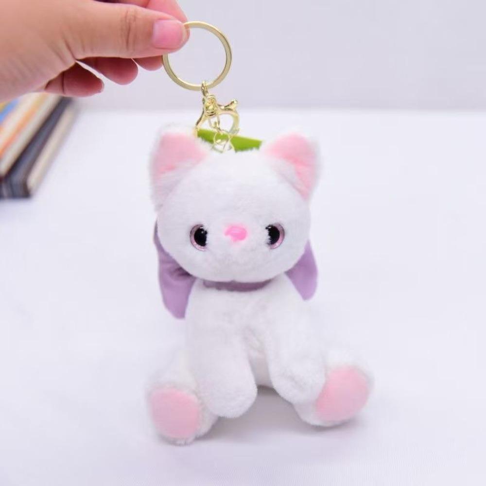 

PP Cotton Kitty Keyring Doll Soft Stuffed Doll Keychain Bow Cat Plush Keychain Hanging Accessory Style A