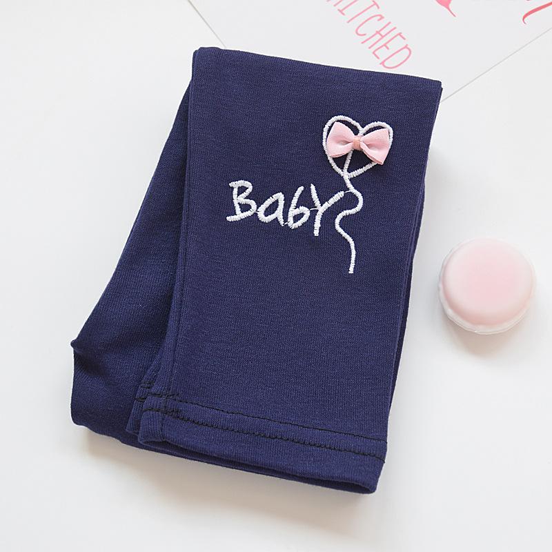 

Леггинсы для девочек, тонкие штаны, для ношения малышами весной и летом, детские брюки с персиковым сердечком и цветочным узором 140 тёмно-синий