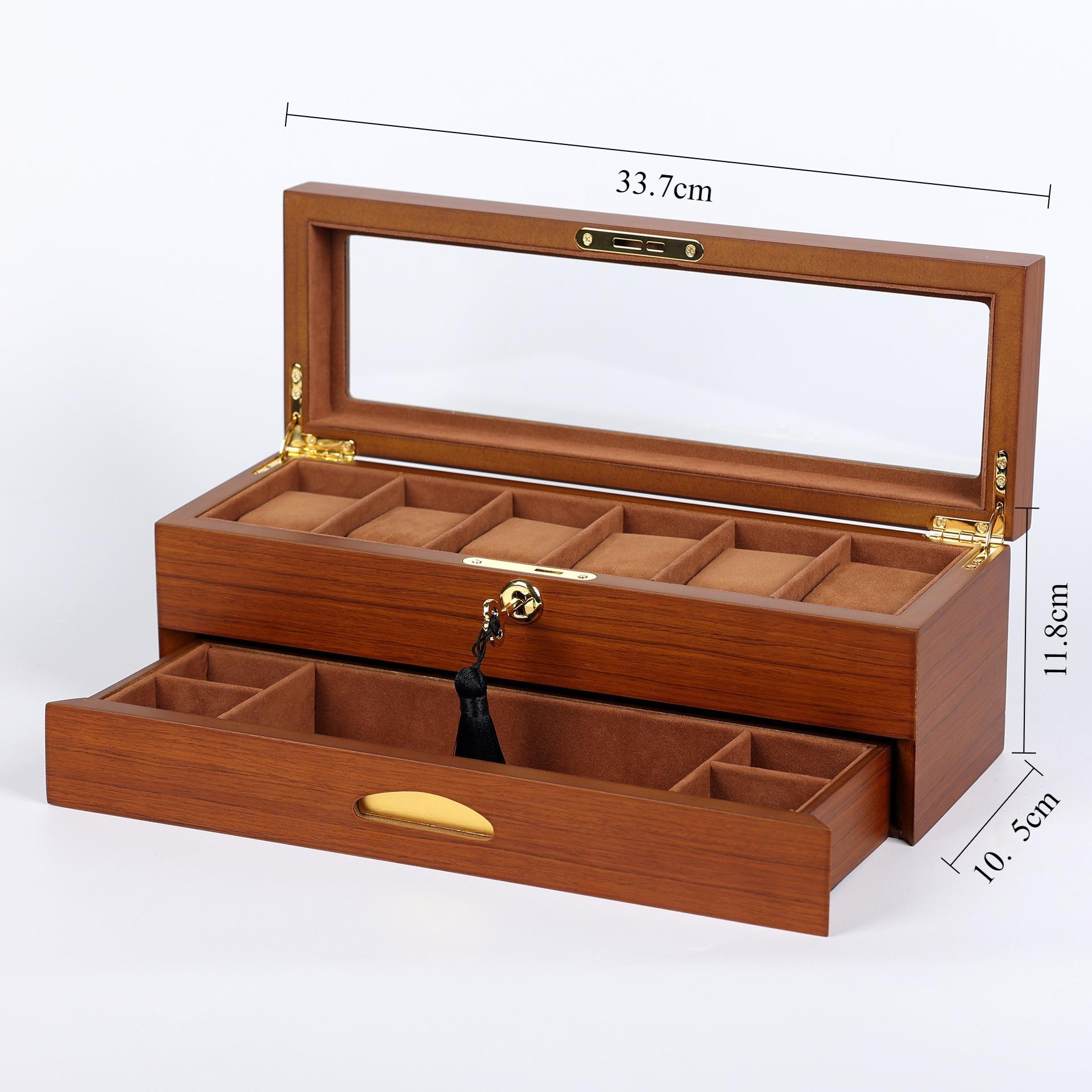 

Wooden Watch Boxes Men s Luxury Watch Organizer Case Double Layer Watches Storage Box Women Wrist Watches Collection Cases коричневый