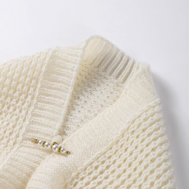 Maglioni da donna corti, a maniche lunghe, con apertura frontale, cardigan leggero in maglia, scialle, poncho