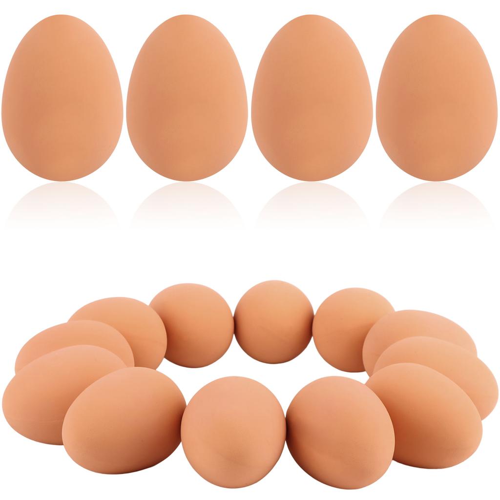 12 Pcs Mini Bouncy Balls Dog Egg Toys Soft Rubber Bouncing Brown Fake Eggs Bulk For Party Favors Funny Pet Toy (55 Mm/2.16 Inch)