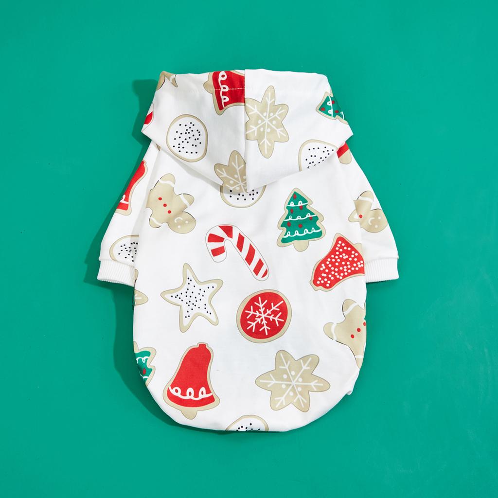 Dog Hoodie  Christmas Shirts Clothes Dog Doggy Small Bell Elk Printed Dog Clothes Dog Sweatshirts Apparel Xmas Pet Turtleneck Pu