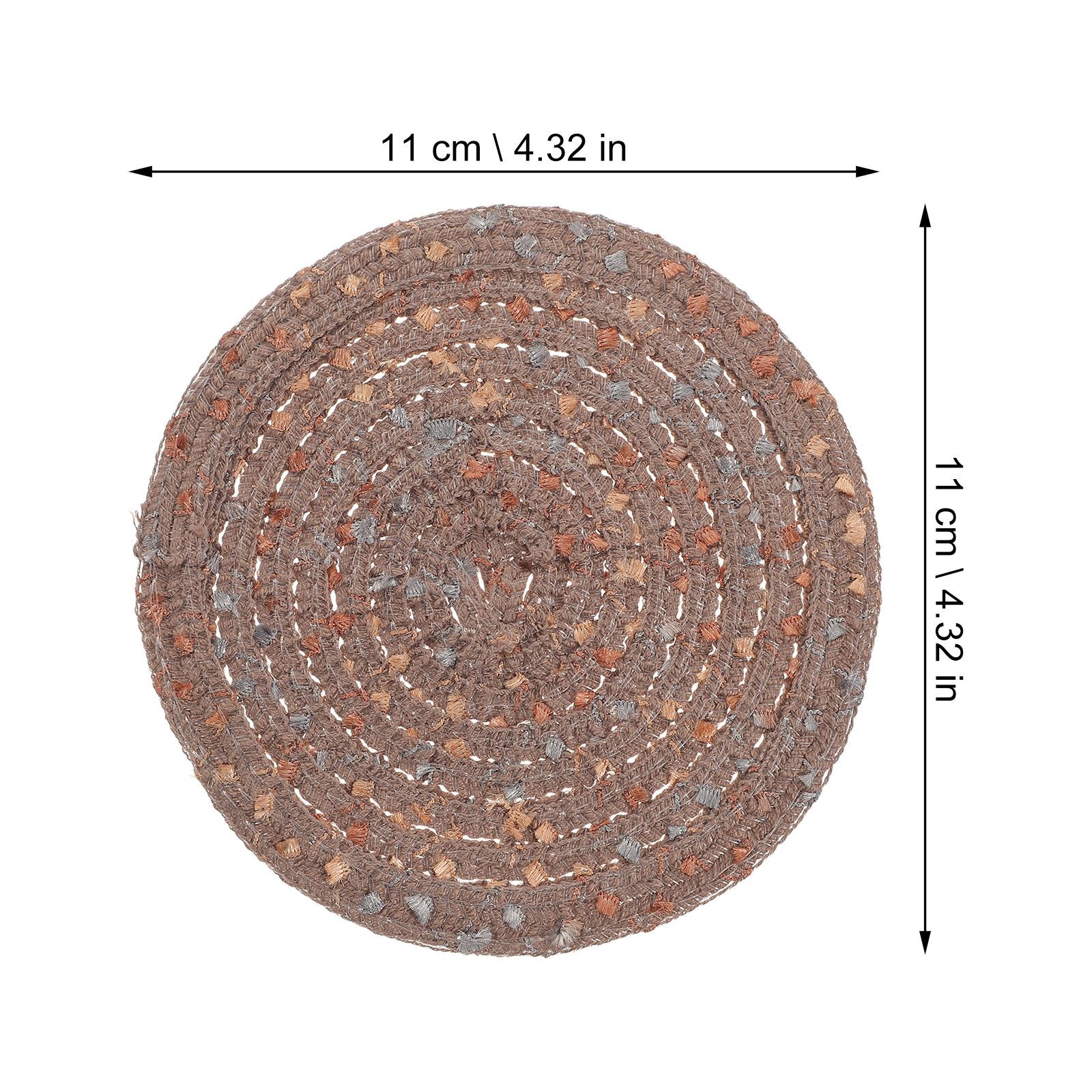 

4Pcs Woven Cup Coasters Round Braided Natural Placemats Absorbent Drink Coasters Coffee Table Mats for Home Office Living Room кофейный