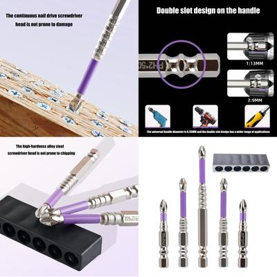 6Pcs K5 Screwdriver Bit Hex Shank Impact Electric Drill Bit Set Screw Drill Head Power Tool Drill Attachment Part