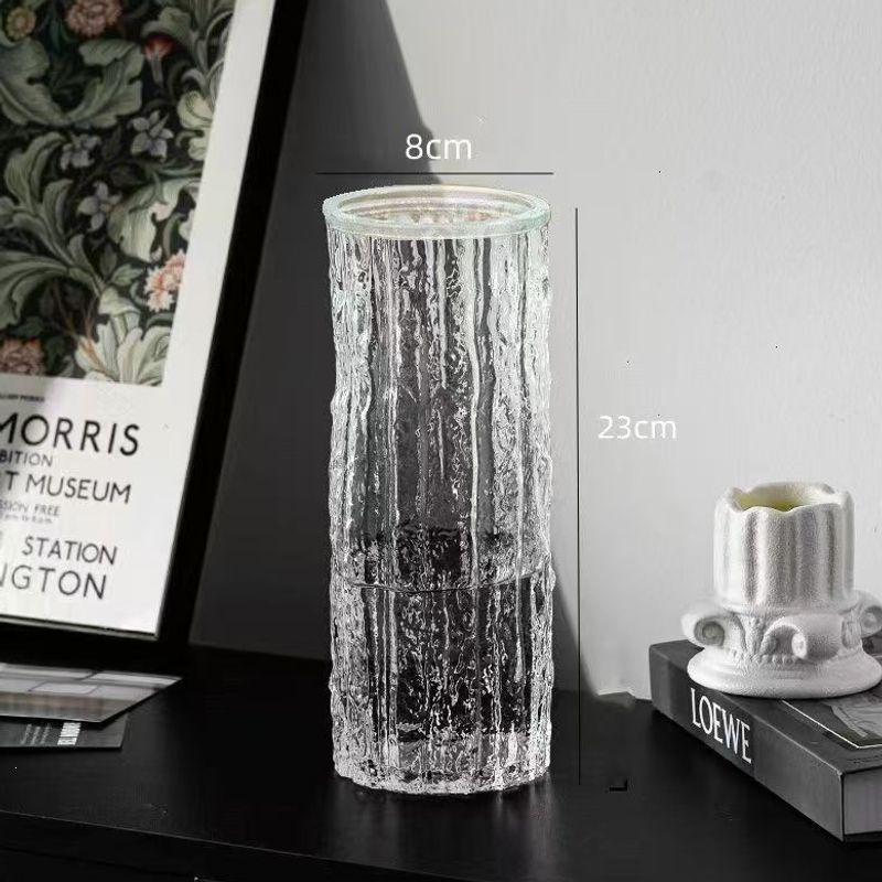 Large Luxury Transparent Glass Vase for Bamboo & Dried Flowers - Living Room Desktop Decoration