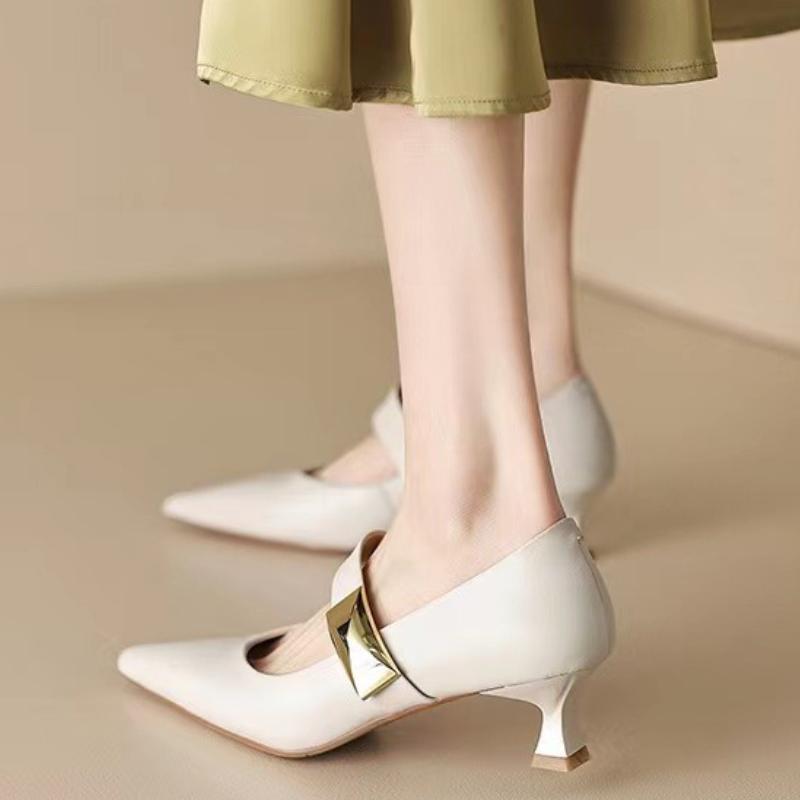 Spring Autumn New Retro Shoes Elegant Pointed Women Pumps Fashion Shallow Mouth Shoes Slim Ladies High Heels Zapatos Mujer